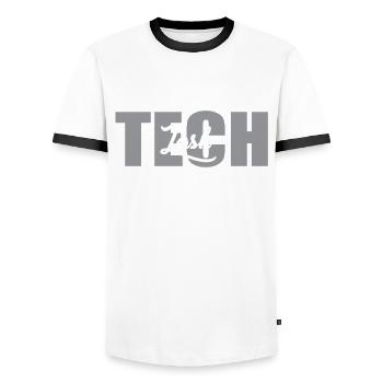 Lettrage de technicien de cils - T-shirt contrasté Homme - blanc/noir - Devant - AI Model Female 172 light (172cm) & AI Model Male 178 dark (178cm)