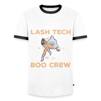 Technicien en cils Boo Crew Costume d’Halloween - T-shirt contrasté Homme - blanc/noir - Devant - AI Model Female 172 light (172cm) & AI Model Male 178 dark (178cm)