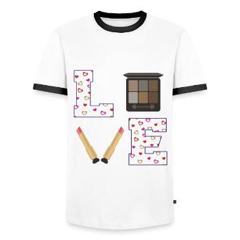 Valentine's Day Makeup Artist Design - Men's Ringer Shirt - white/black - Front - AI Model Female 172 light (172cm) & AI Model Male 178 dark (178cm)