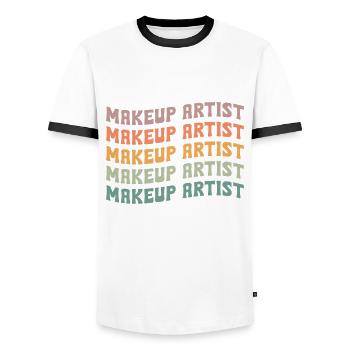 Make-up artist - Men's Ringer Shirt - white/black - Front - AI Model Female 172 light (172cm) & AI Model Male 178 dark (178cm)