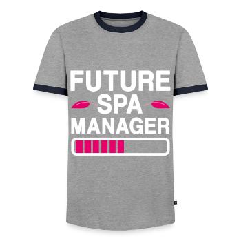 Future Spa Manager Centre de bien-être - T-shirt contrasté Homme - gris/marine  - Devant - AI Model Female 172 light (172cm) & AI Model Male 178 light (178cm)