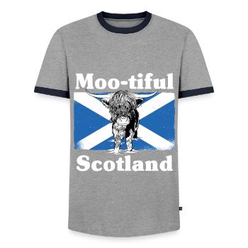 Moo-tiful - Ecosse - T-shirt contrasté Homme - gris/marine  - Devant - AI Model Female 172 light (172cm) & AI Model Male 178 light (178cm)