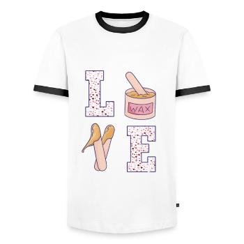 Waxing Specialist Valentine's Day - Men's Ringer Shirt - white/black - Front - AI Model Female 172 light (172cm) & AI Model Male 178 dark (178cm)