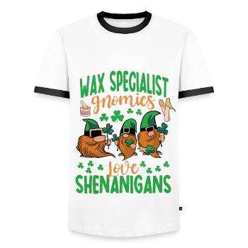 Wax Specialist Shenanigan's St. Patrick's Day - Men's Ringer Shirt - white/black - Front - AI Model Female 172 light (172cm) & AI Model Male 178 dark (178cm)