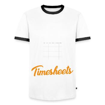 Funny HR employee saying - Men's Ringer Shirt - white/black - Front - AI Model Female 172 light (172cm) & AI Model Male 178 dark (178cm)