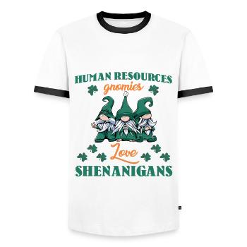 Human Resources St. Patrick's Day Costume - Men's Ringer Shirt - white/black - Front - AI Model Female 172 light (172cm) & AI Model Male 178 dark (178cm)