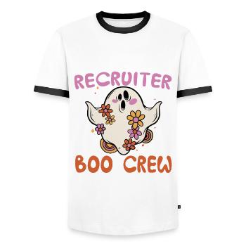 Recruiter Boo Crew Halloween Kostüm - Männer Kontrast-T-Shirt - Weiß/Schwarz - Vorne - AI Model Female 172 light (172cm) & AI Model Male 178 dark (178cm)