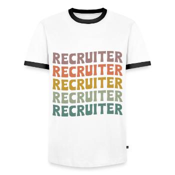 Recruiter - Men's Ringer Shirt - white/black - Front - AI Model Female 172 light (172cm) & AI Model Male 178 dark (178cm)