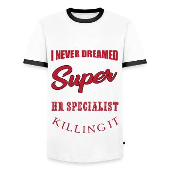 Funny HR Specialist Saying - Men's Ringer Shirt - white/black - Front - AI Model Female 172 light (172cm) & AI Model Male 178 dark (178cm)