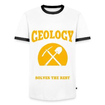Funny Geology and Angeler Gift - Men's Ringer Shirt - white/black - Front - AI Model Female 172 light (172cm) & AI Model Male 178 dark (178cm)