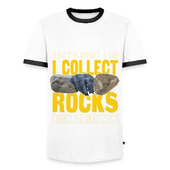 Funny Rock Collector Gift - Men's Ringer Shirt - white/black - Front - AI Model Female 172 light (172cm) & AI Model Male 178 dark (178cm)