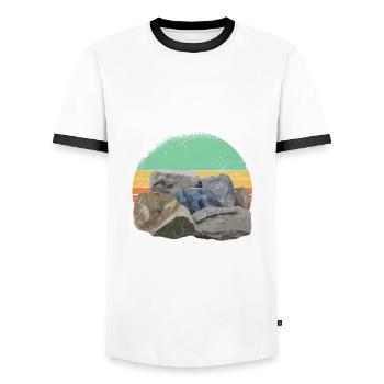 Funny Stone Collector Saying - Men's Ringer Shirt - white/black - Front - AI Model Female 172 light (172cm) & AI Model Male 178 dark (178cm)