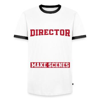 Lustiger Filmregisseur Spruch - Männer Kontrast-T-Shirt - Weiß/Schwarz - Vorne - AI Model Female 172 light (172cm) & AI Model Male 178 dark (178cm)