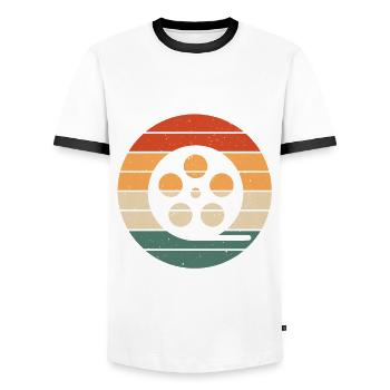 Retro Filmrolle Motiv - Männer Kontrast-T-Shirt - Weiß/Schwarz - Vorne - AI Model Female 172 light (172cm) & AI Model Male 178 dark (178cm)