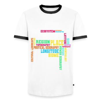 Geography - Men's Ringer Shirt - white/black - Front - AI Model Female 172 light (172cm) & AI Model Male 178 dark (178cm)