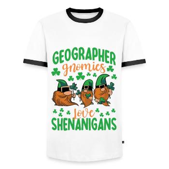 Lustiger Geograph St. Patrick's Day Kostüm - Männer Kontrast-T-Shirt - Weiß/Schwarz - Vorne - AI Model Female 172 light (172cm) & AI Model Male 178 dark (178cm)