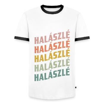 Halaszle - T-shirt contrasté Homme - blanc/noir - Devant - AI Model Female 172 light (172cm) & AI Model Male 178 dark (178cm)