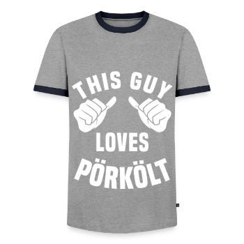 authentiscPörkölt Lovers - Men's Ringer Shirt - grey/navy  - Front - AI Model Female 172 light (172cm) & AI Model Male 178 light (178cm)
