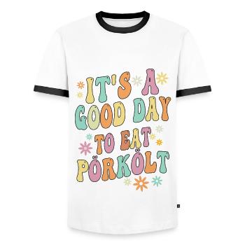 hungarianIt's a good day to eat pörkölt - Men's Ringer Shirt - white/black - Front - AI Model Female 172 light (172cm) & AI Model Male 178 dark (178cm)