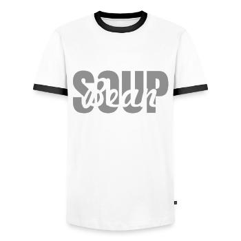 Soupe aux haricots - T-shirt contrasté Homme - blanc/noir - Devant - AI Model Female 172 light (172cm) & AI Model Male 178 dark (178cm)
