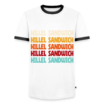 Hillel Sandwich - Männer Kontrast-T-Shirt - Weiß/Schwarz - Vorne - AI Model Female 172 light (172cm) & AI Model Male 178 dark (178cm)