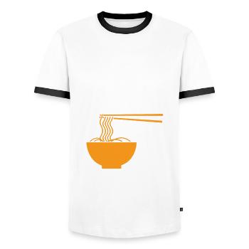 Soupe de nouilles Saimin - T-shirt contrasté Homme - blanc/noir - Devant - AI Model Female 172 light (172cm) & AI Model Male 178 dark (178cm)