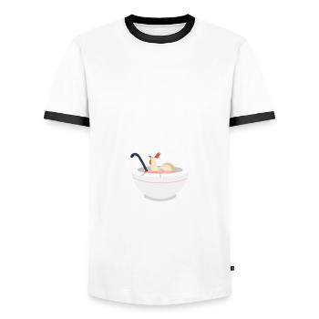 Chicken Noodle Soup Humor - Men's Ringer Shirt - white/black - Front - AI Model Female 172 light (172cm) & AI Model Male 178 dark (178cm)