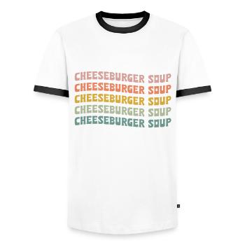 ameriSoupe au cheeseburger - T-shirt contrasté Homme - blanc/noir - Devant - AI Model Female 172 light (172cm) & AI Model Male 178 dark (178cm)
