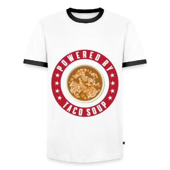 Powered By Taco Soup - Men's Ringer Shirt - white/black - Front - AI Model Female 172 light (172cm) & AI Model Male 178 dark (178cm)