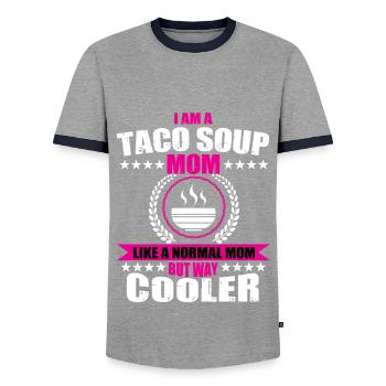 Taco Soup Mom - Men's Ringer Shirt - grey/navy  - Front - AI Model Female 172 light (172cm) & AI Model Male 178 light (178cm)