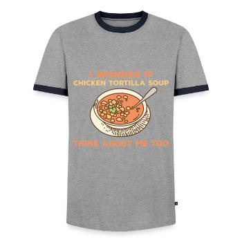 Chicken Tortilla Soup Lover - Men's Ringer Shirt - grey/navy  - Front - AI Model Female 172 light (172cm) & AI Model Male 178 light (178cm)