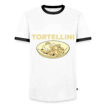 Lustiges Tortellini Shirt - Männer Kontrast-T-Shirt - Weiß/Schwarz - Vorne - AI Model Female 172 light (172cm) & AI Model Male 178 dark (178cm)