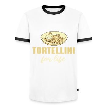 Tortellini Für's Leben - Männer Kontrast-T-Shirt - Weiß/Schwarz - Vorne - AI Model Female 172 light (172cm) & AI Model Male 178 dark (178cm)