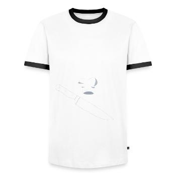 hühneHühnersuppe Koch Design - Männer Kontrast-T-Shirt - Weiß/Schwarz - Vorne - AI Model Female 172 light (172cm) & AI Model Male 178 dark (178cm)