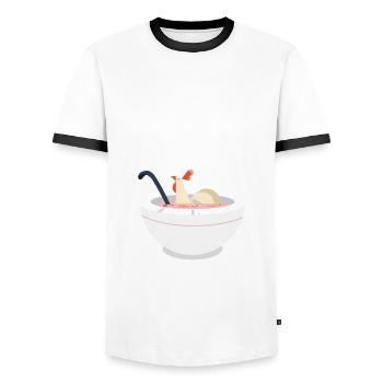 Chicken Soup Game Strong - Men's Ringer Shirt - white/black - Front - AI Model Female 172 light (172cm) & AI Model Male 178 dark (178cm)