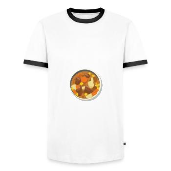 Recipe for Vegetable Vegetable Beef Soup Costume - Men's Ringer Shirt - white/black - Front - AI Model Female 172 light (172cm) & AI Model Male 178 dark (178cm)