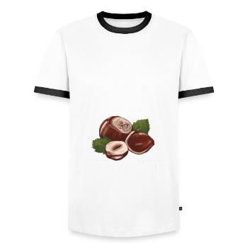 Funny Hazelnut Gift - Men's Ringer Shirt - white/black - Front - AI Model Female 172 light (172cm) & AI Model Male 178 dark (178cm)