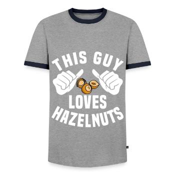 Dieser Typ Liebt Haselnüsse - Männer Kontrast-T-Shirt - Grau/Navy  - Vorne - AI Model Female 172 light (172cm) & AI Model Male 178 light (178cm)
