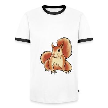 Squirrel - Men's Ringer Shirt - white/black - Front - AI Model Female 172 light (172cm) & AI Model Male 178 dark (178cm)