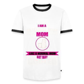 Hazelnut Milk Mom - Men's Ringer Shirt - white/black - Front - AI Model Female 172 light (172cm) & AI Model Male 178 dark (178cm)
