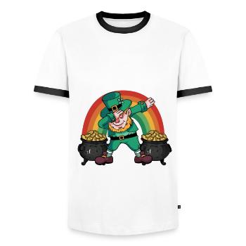 Fête de la Saint-Patrick – Pot O' Gold vous attend - T-shirt contrasté Homme - blanc/noir - Devant - AI Model Female 172 light (172cm) & AI Model Male 178 dark (178cm)