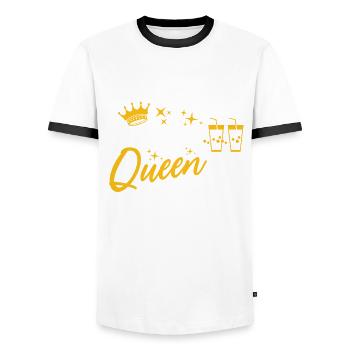 Juice Cleanse Queen - Men's Ringer Shirt - white/black - Front - AI Model Female 172 light (172cm) & AI Model Male 178 dark (178cm)