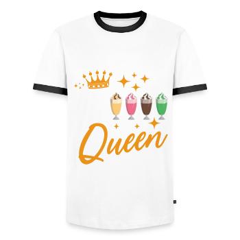 Milkshake Queen - Men's Ringer Shirt - white/black - Front - AI Model Female 172 light (172cm) & AI Model Male 178 dark (178cm)