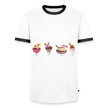 Drôle de dicton Sundae - T-shirt contrasté Homme - blanc/noir - Devant - AI Model Female 172 light (172cm) & AI Model Male 178 dark (178cm)