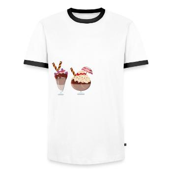 T-shirt Sundae drôle - T-shirt contrasté Homme - blanc/noir - Devant - AI Model Female 172 light (172cm) & AI Model Male 178 dark (178cm)