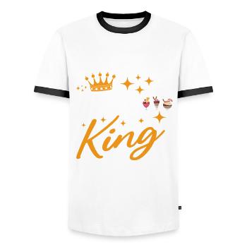Roi du sundae à la crème glacée - T-shirt contrasté Homme - blanc/noir - Devant - AI Model Female 172 light (172cm) & AI Model Male 178 dark (178cm)