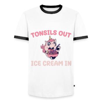Restauration après les amygdalesAmandes Out Ice R - T-shirt contrasté Homme - blanc/noir - Devant - AI Model Female 172 light (172cm) & AI Model Male 178 dark (178cm)
