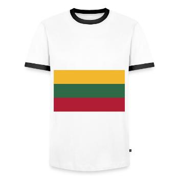 Cepelinai Game Strong - Men's Ringer Shirt - white/black - Front - AI Model Female 172 light (172cm) & AI Model Male 178 dark (178cm)