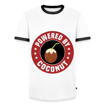 Powered by coconut - Men's Ringer Shirt - white/black - Front - AI Model Female 172 light (172cm) & AI Model Male 178 dark (178cm)