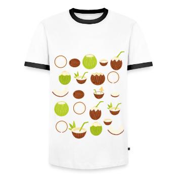 Retro Coconut Design - Men's Ringer Shirt - white/black - Front - AI Model Female 172 light (172cm) & AI Model Male 178 dark (178cm)